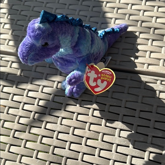 Ty Beanie Babies Blue and Purple Dinosaur Plush - Picture 1 of 4